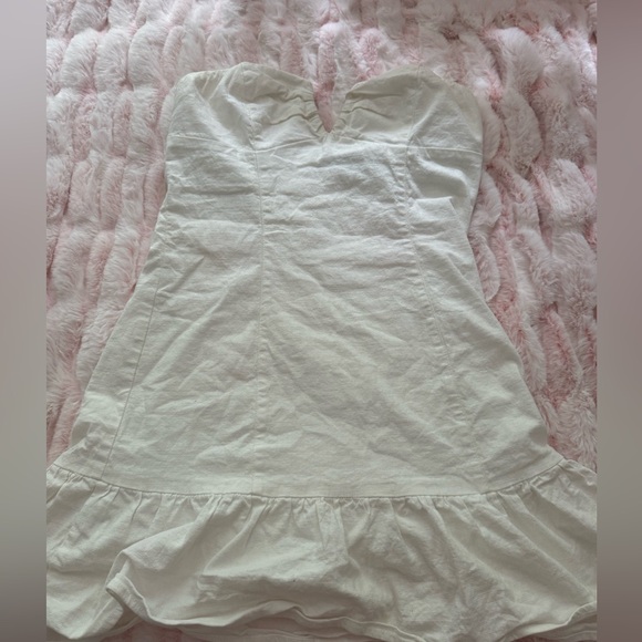 American Threads White Ruched Ruffled Mini Dress - Picture 2 of 2